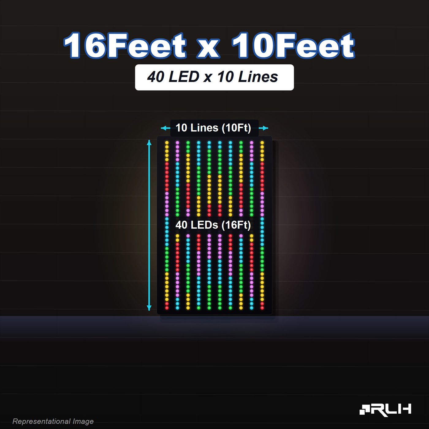 RGB Pixel LED Toran - 16 x 10 Feet