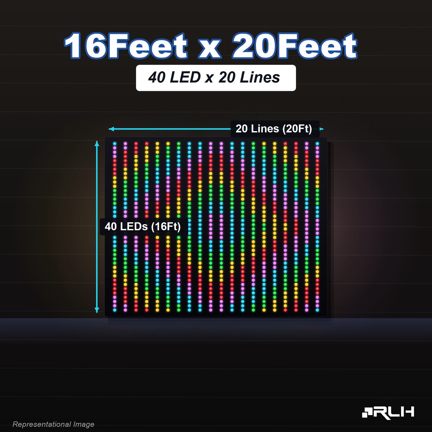 RGB Pixel LED Toran - 16 x 20 Feet