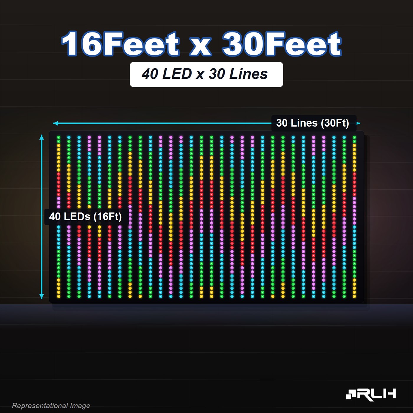 RGB Pixel LED Toran - 16 x 30 Feet - Image 2