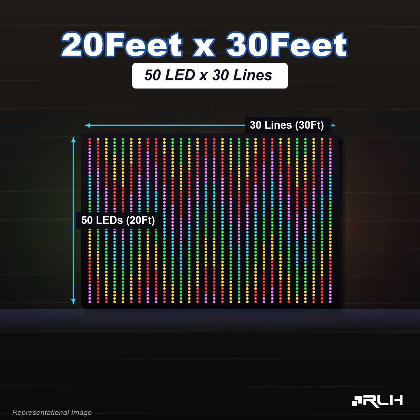 RGB Pixel LED Toran - 20 x 30 Feet - Image 2