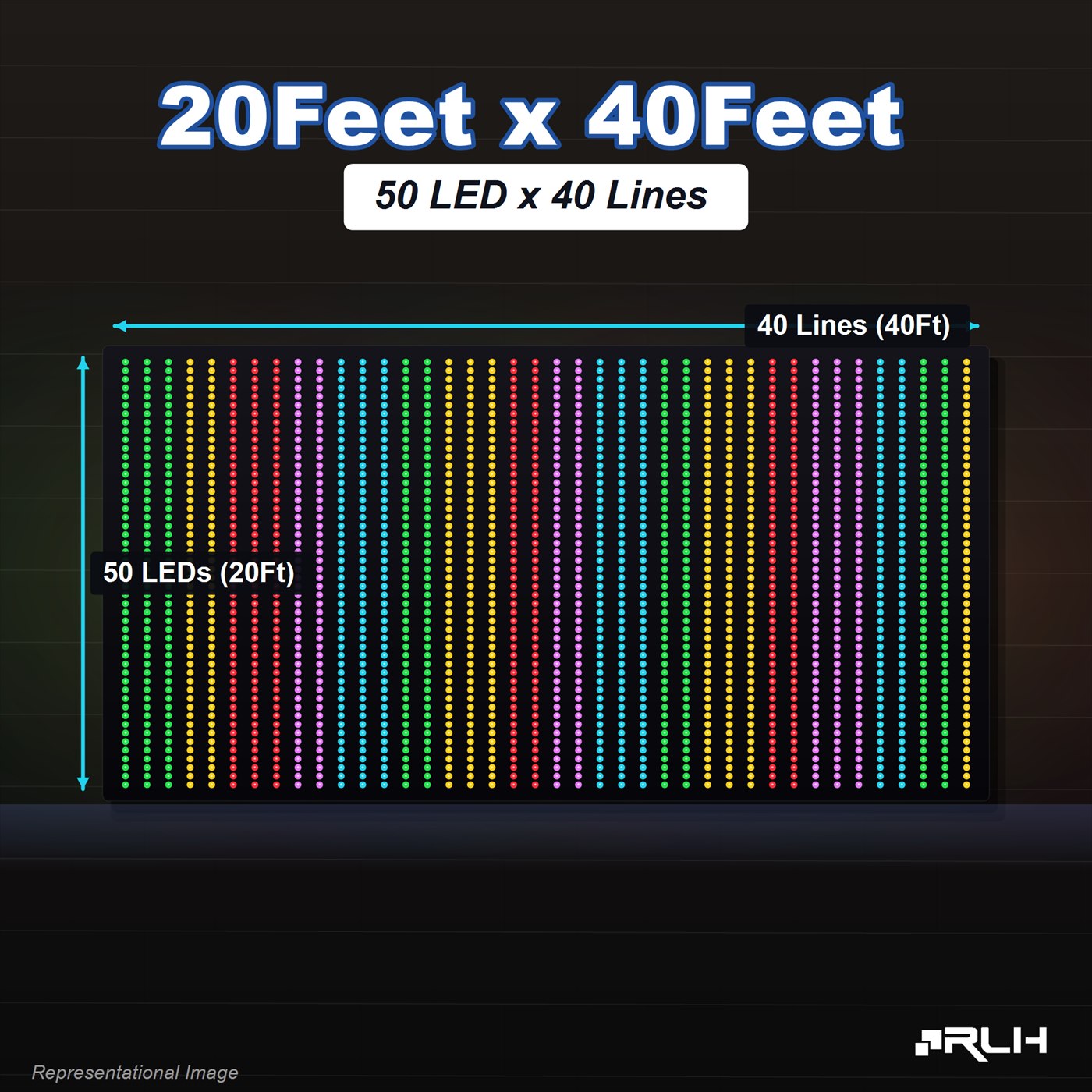 RGB Pixel LED Toran - 20 x 40 Feet - Image 2