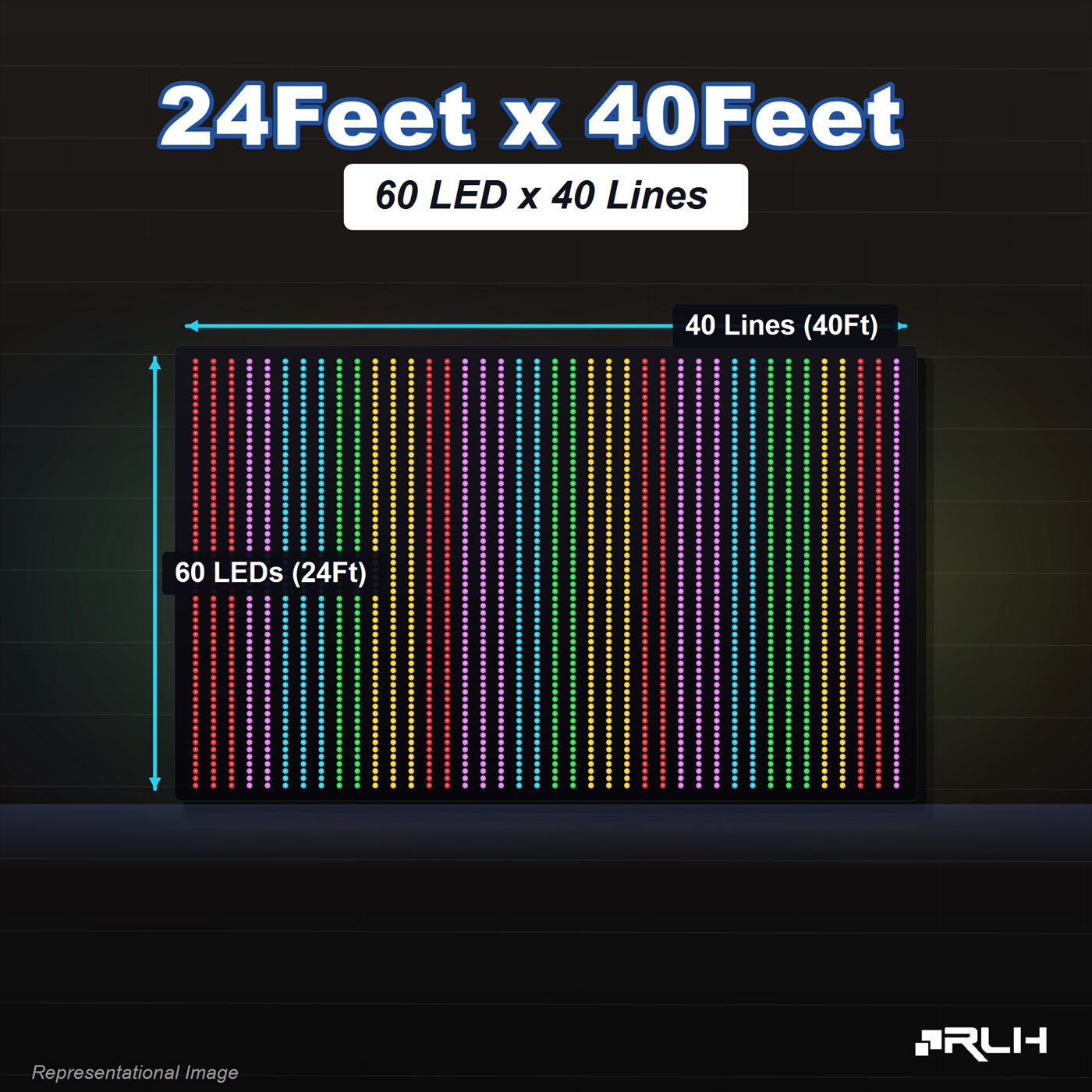 RGB Pixel LED Toran - 24 x 40 Feet - Image 2
