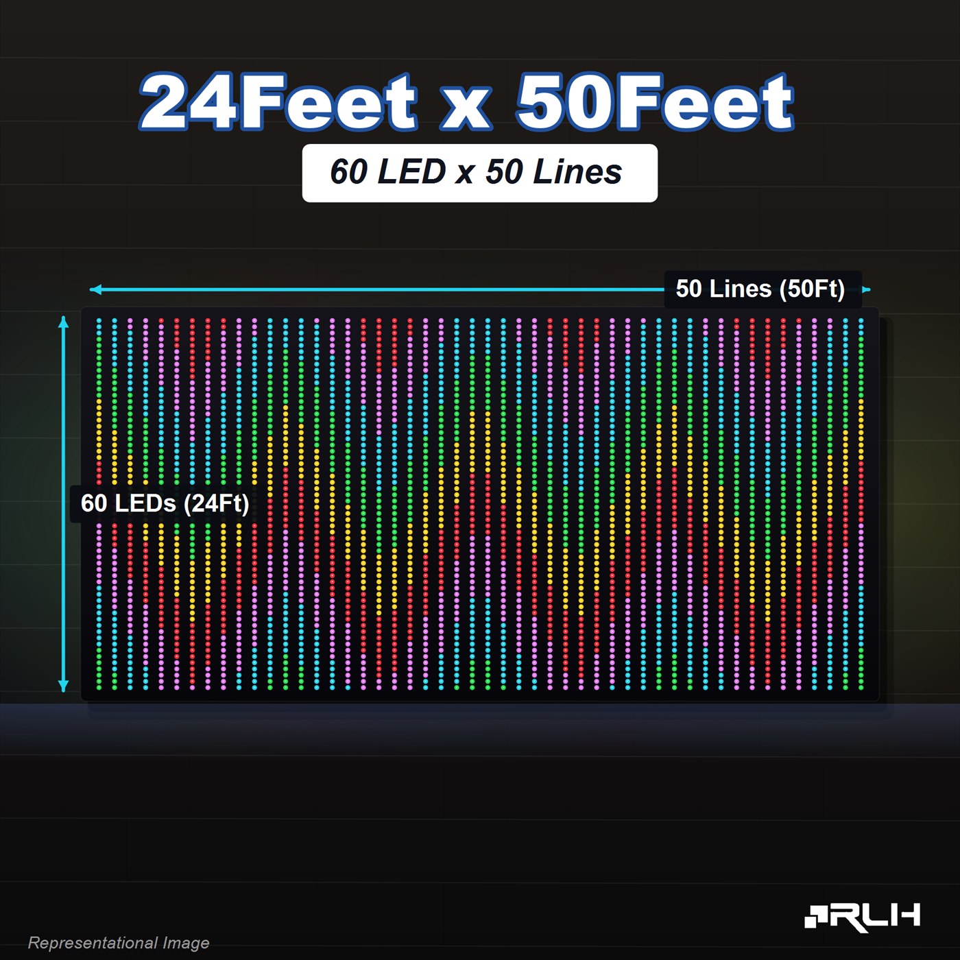 RGB Pixel LED Toran - 24 x 50 Feet