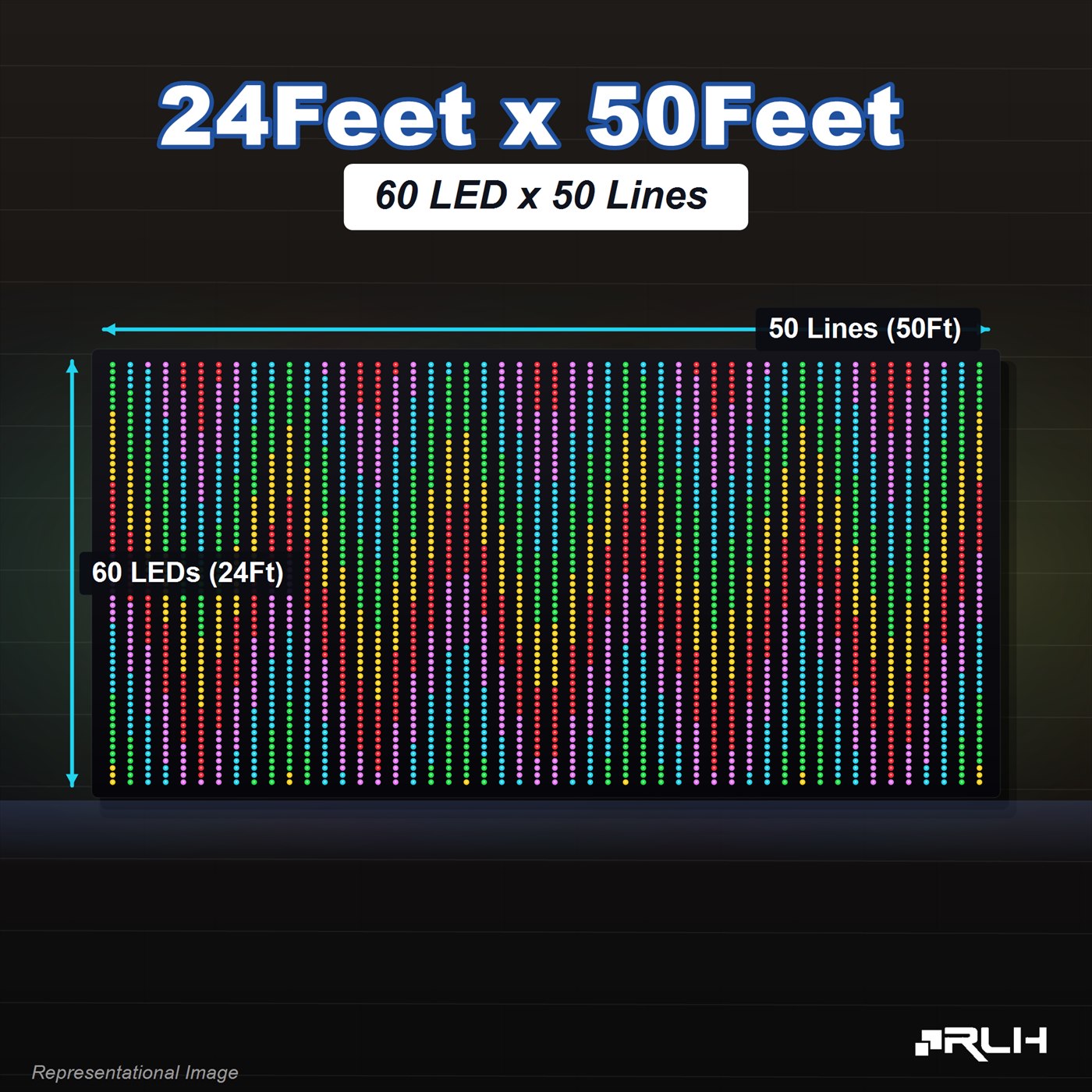 RGB Pixel LED Toran - 24 x 50 Feet - Image 2