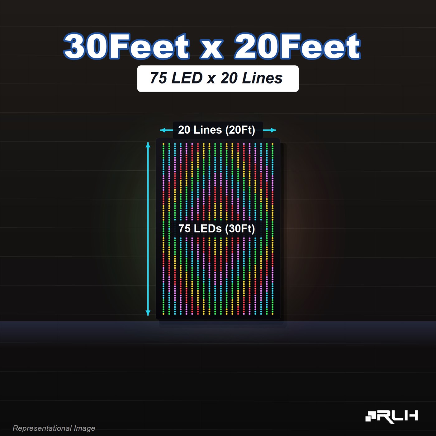 RGB Pixel LED Toran - 30 x 20 Feet