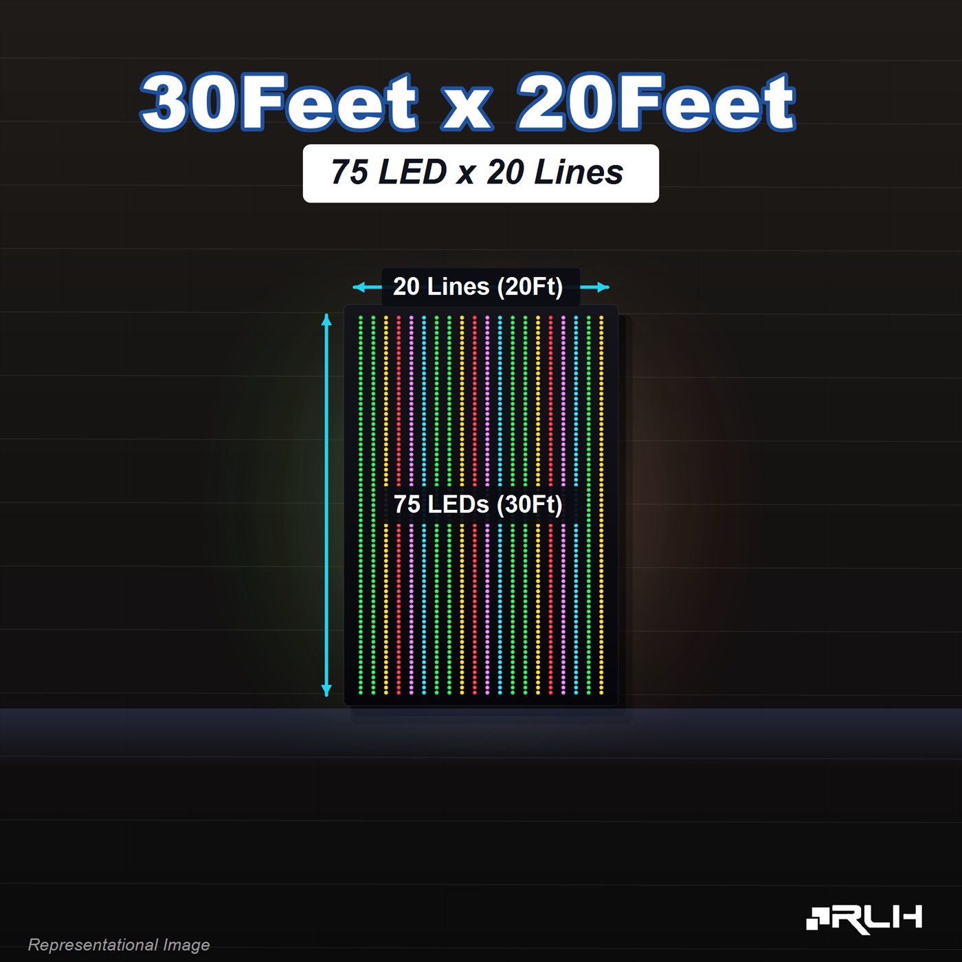 RGB Pixel LED Toran - 30 x 20 Feet - Image 3