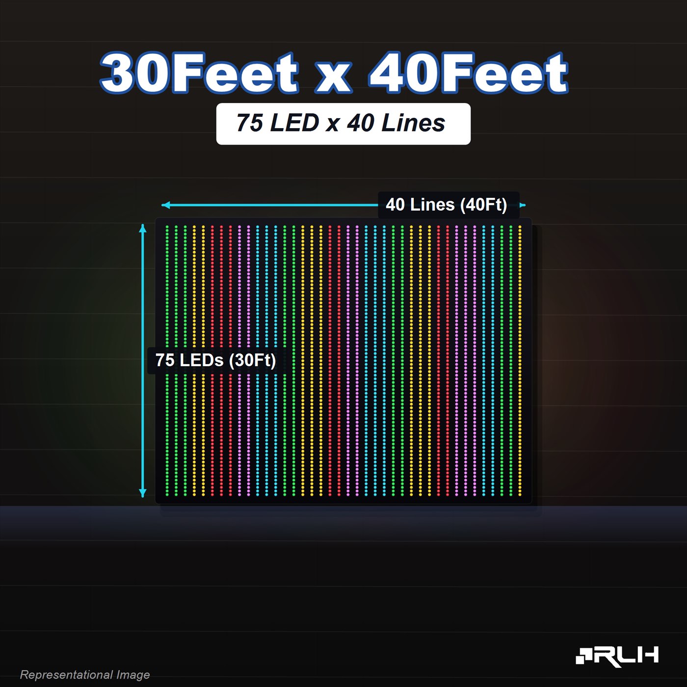 RGB Pixel LED Toran - 30 x 40 Feet - Image 2