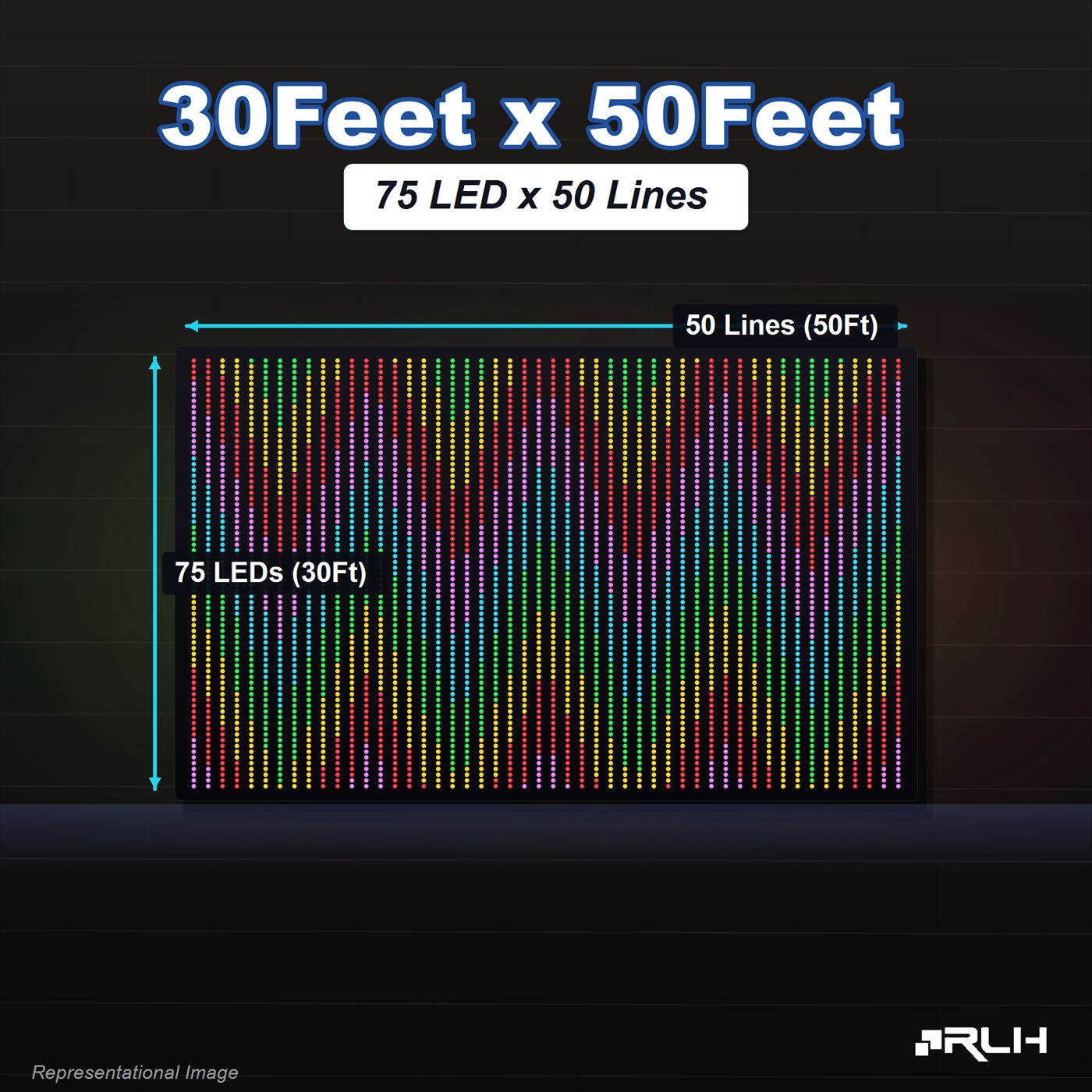 RGB Pixel LED Toran - 30 x 50 Feet