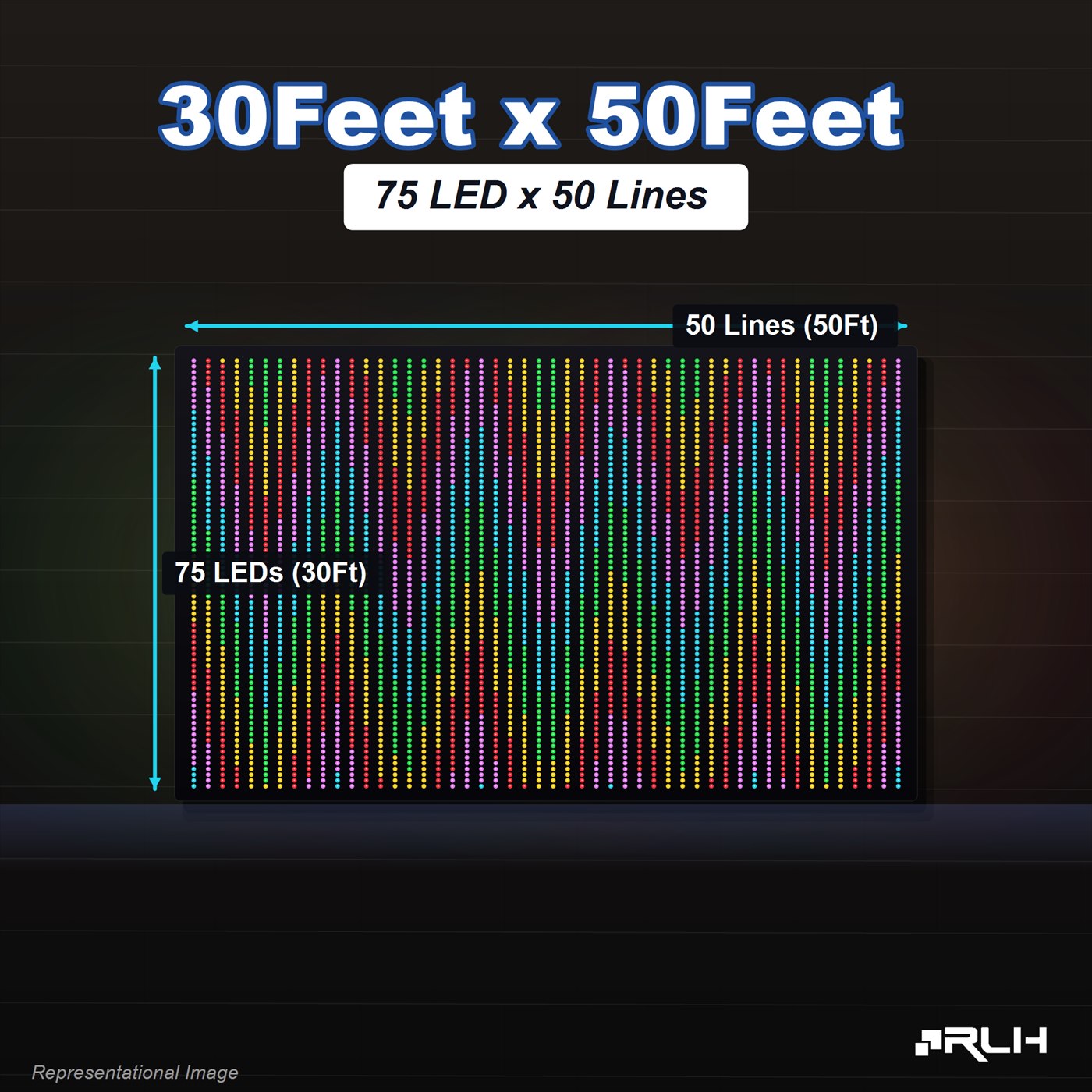 RGB Pixel LED Toran - 30 x 50 Feet - Image 2