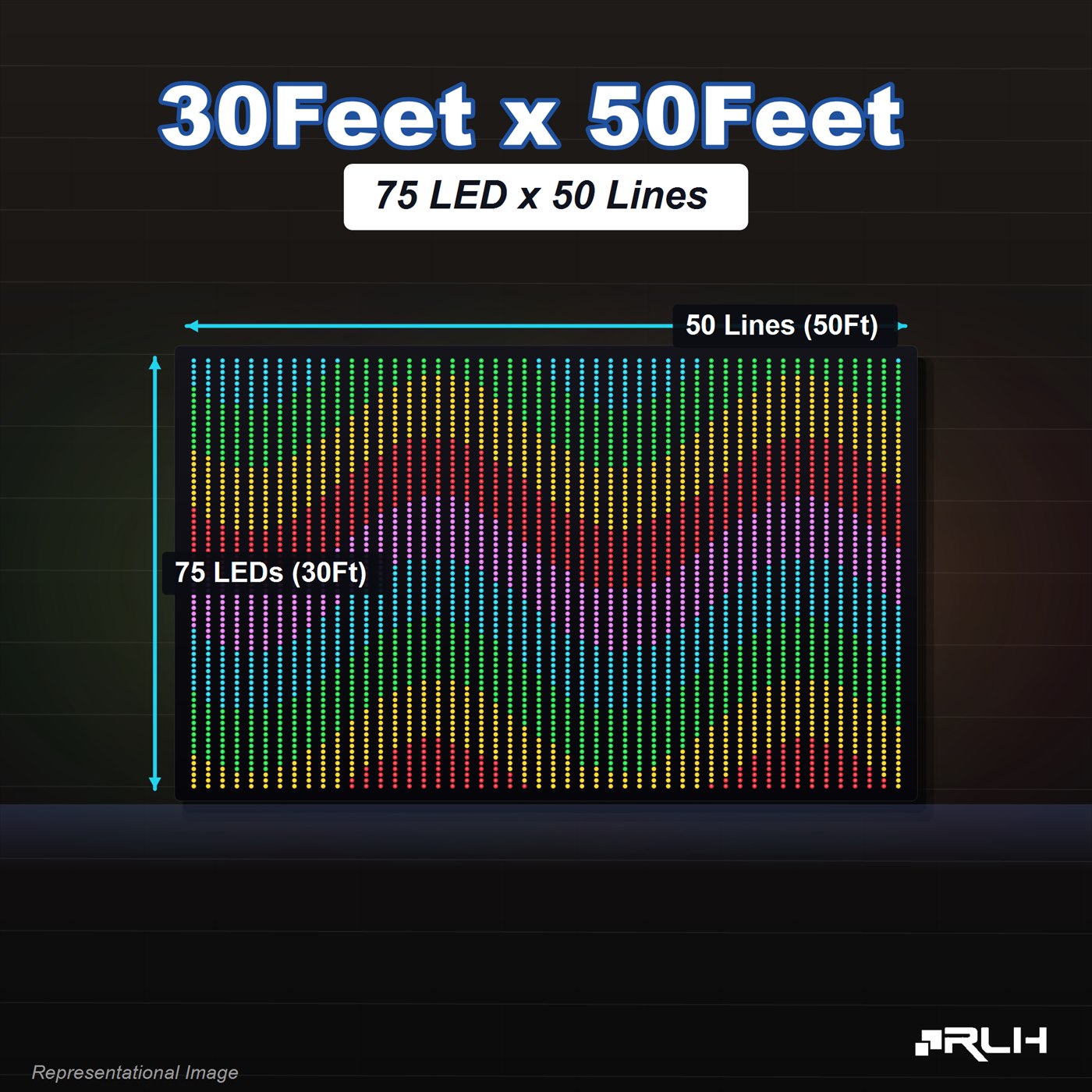 RGB Pixel LED Toran - 30 x 50 Feet - Image 3