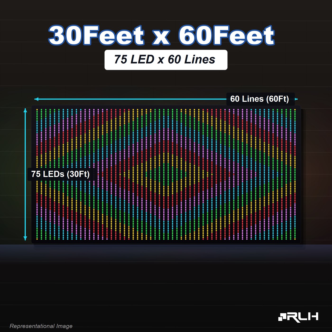 RGB Pixel LED Toran - 30 x 60 Feet - Image 2