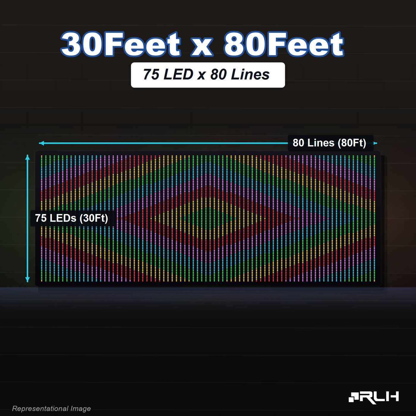 RGB Pixel LED Toran - 30 x 80 Feet